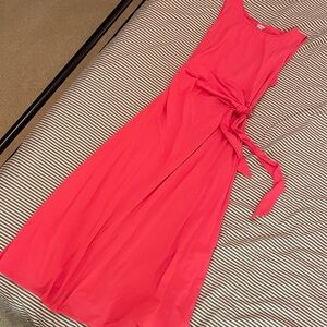 Lands' End Orange Pink Sleeveless Maxi Sundress
